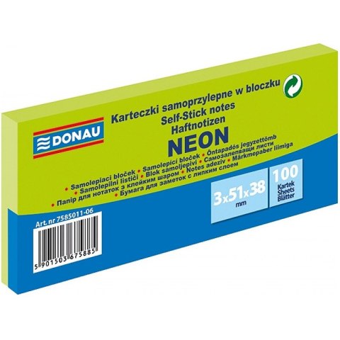 Karteczki Donau 38x51mm neon zielone (3x100)